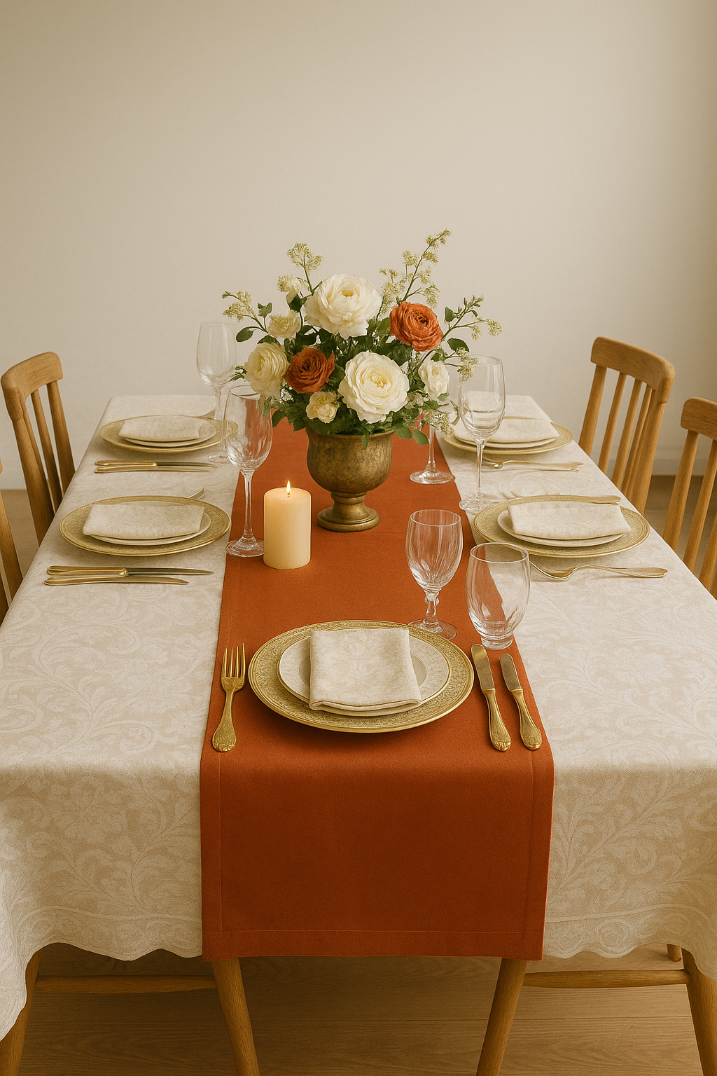 Egyptian Cotton Table Runner Medium Terracotta