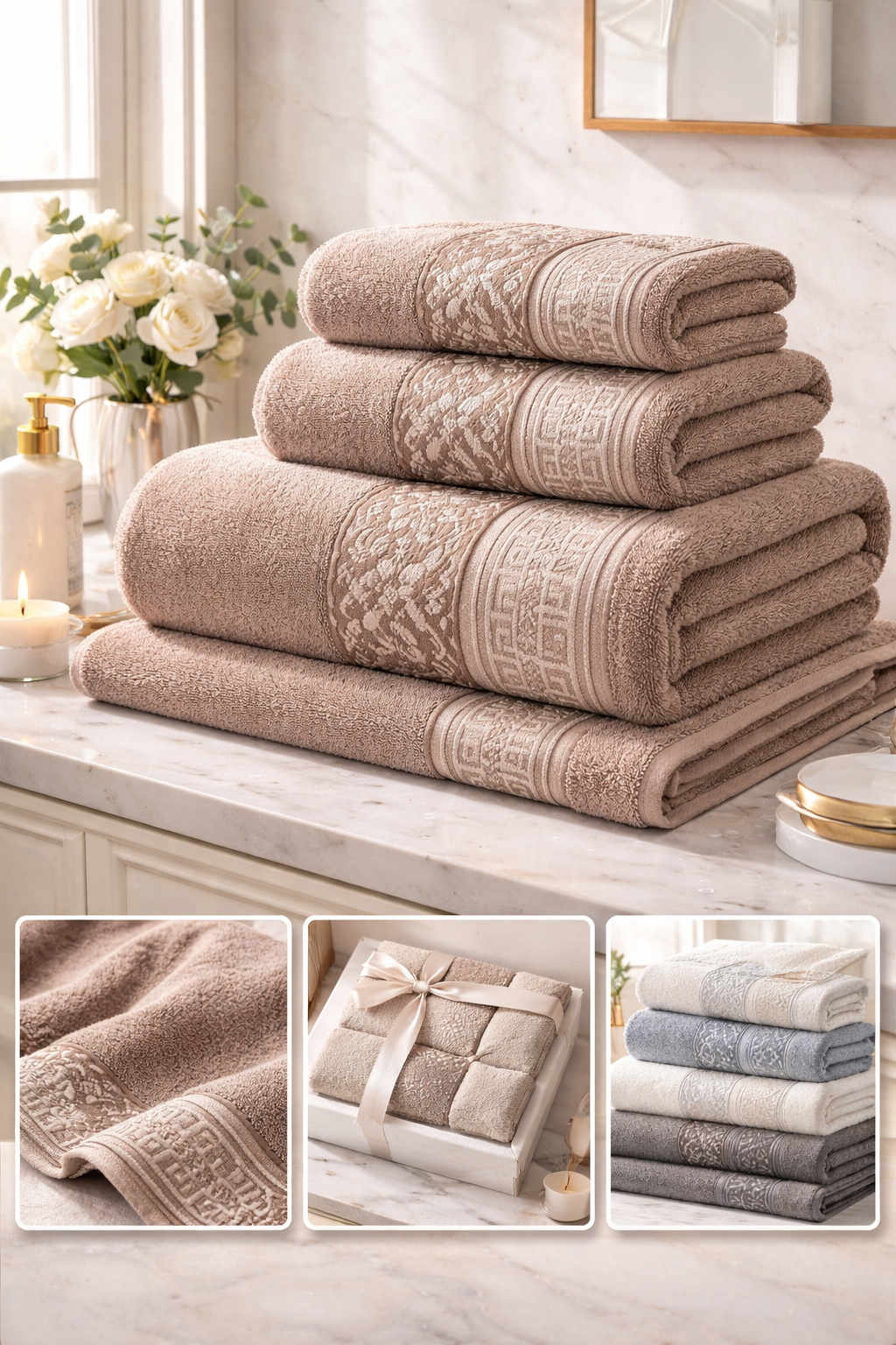 4 Pcs set Velour Towels
