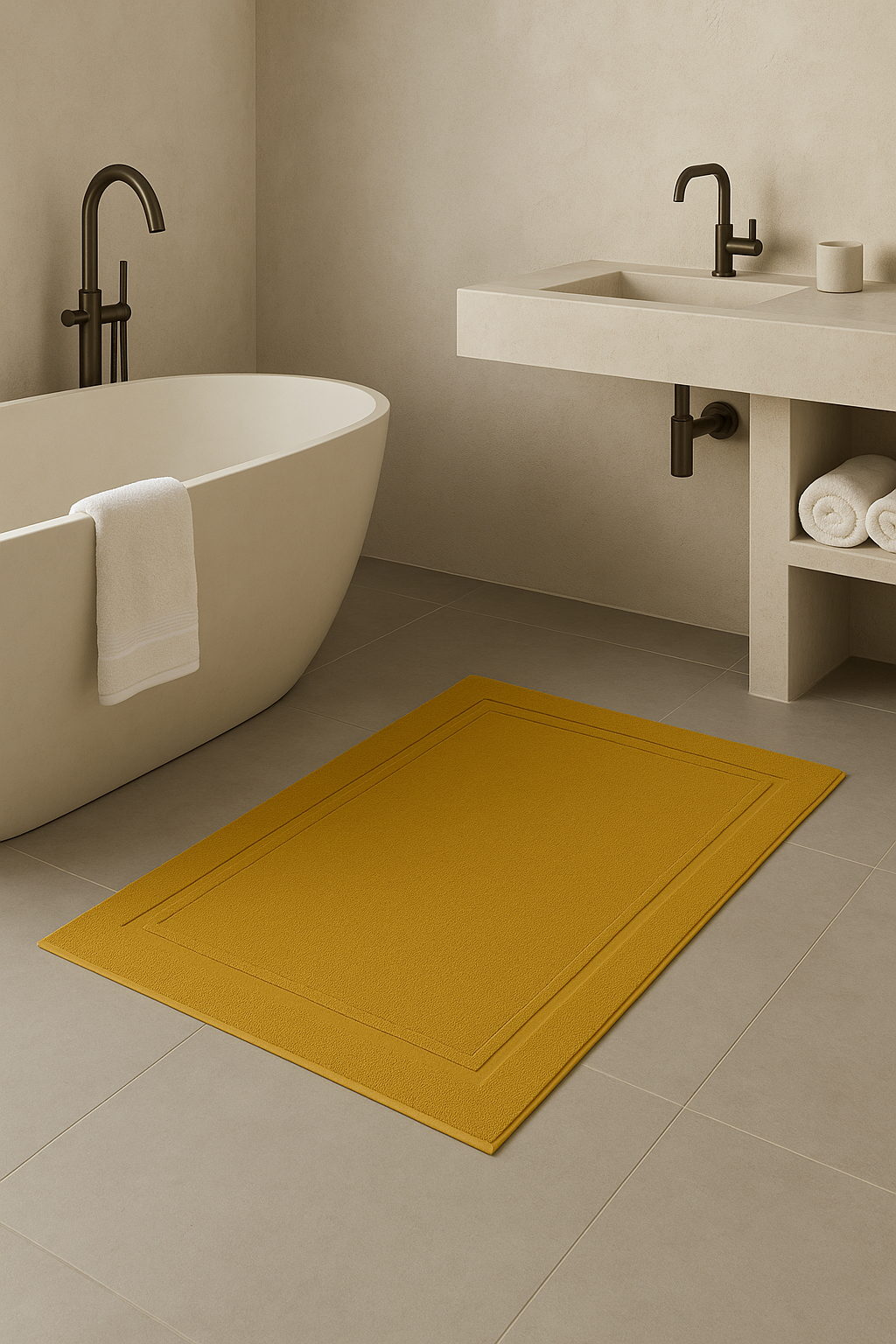 Sateen Cotton Bath Mat 90x150 Mustard